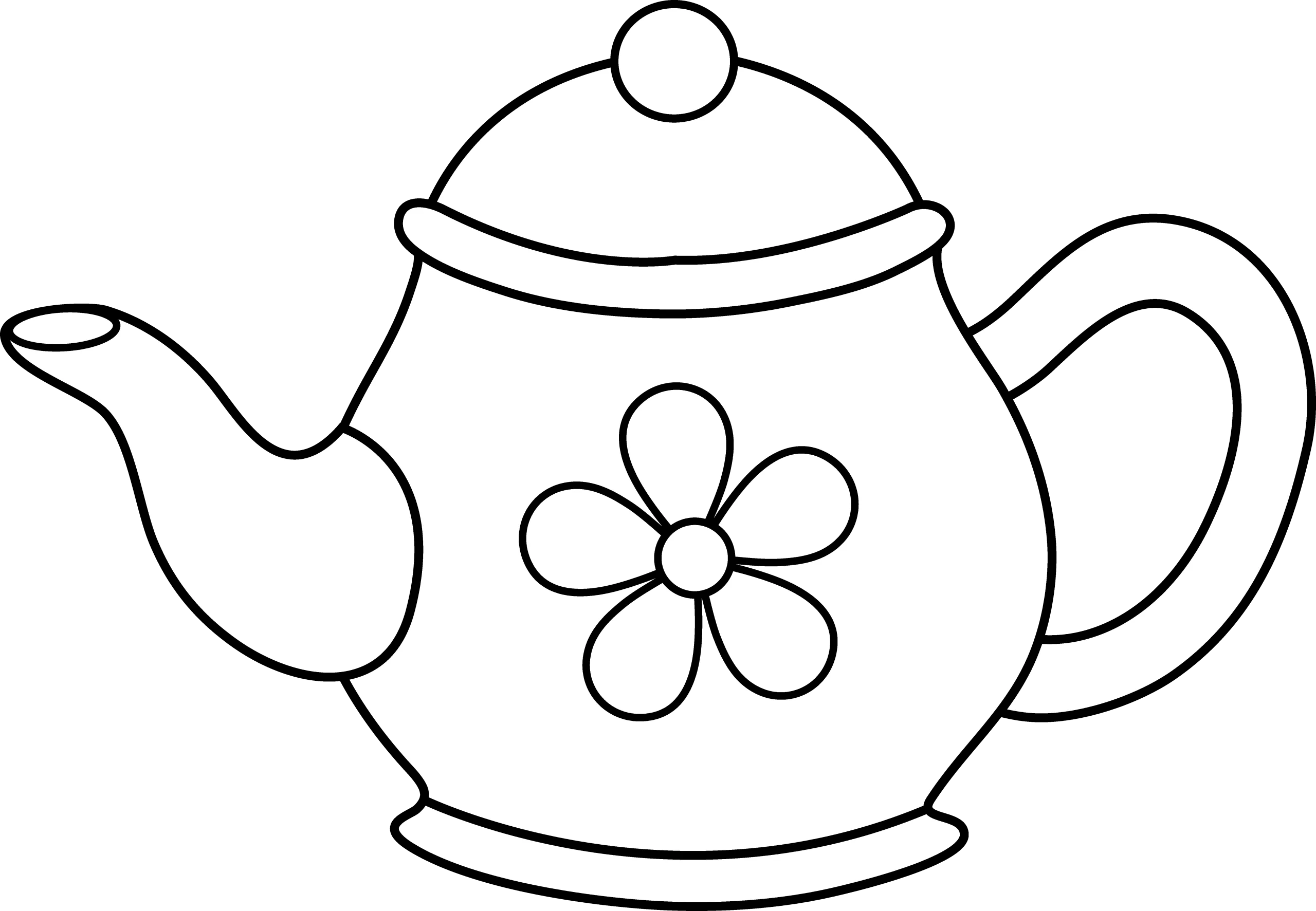 Charming Floral Teapot Clipart with Elegant Simple Line Drawing Design