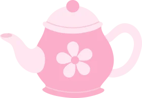 Charming Pink Flower Teapot Clipart with Soft Pastel Design and Delicate Petal Motif