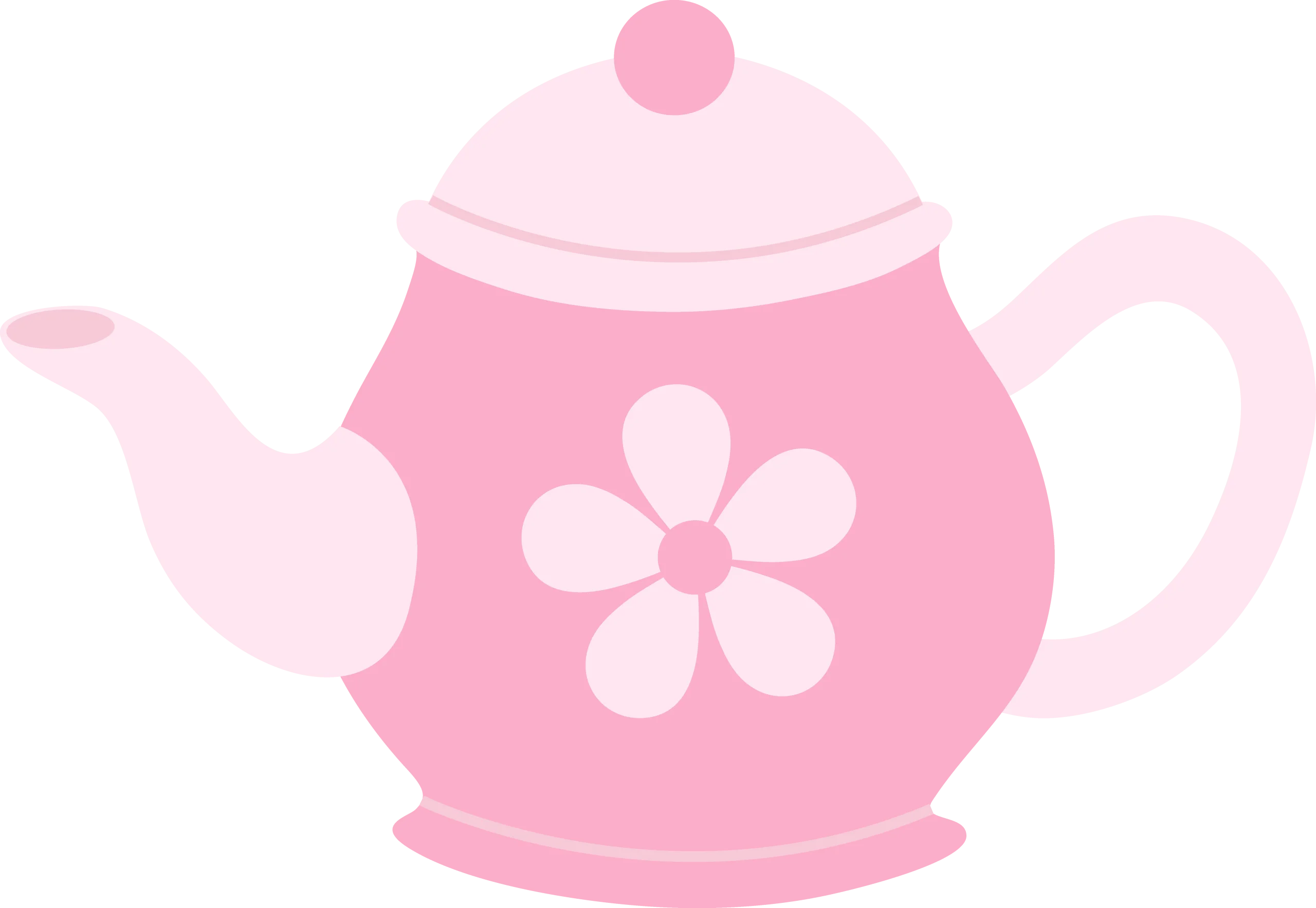 Charming Pink Flower Teapot Clipart with Soft Pastel Design and Delicate Petal Motif