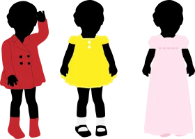 Charming Silhouettes of Children's Fashion Styles Clipart Collection