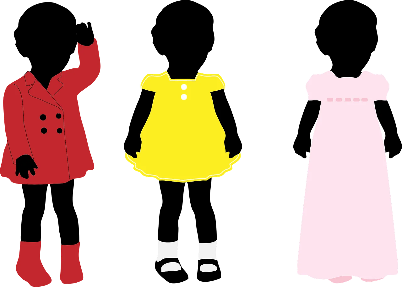 Charming Silhouettes of Children's Fashion Styles Clipart Collection