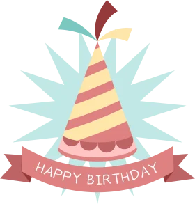 Cheerful Birthday Party Hat Clipart with Festive Celebratory Burst Design
