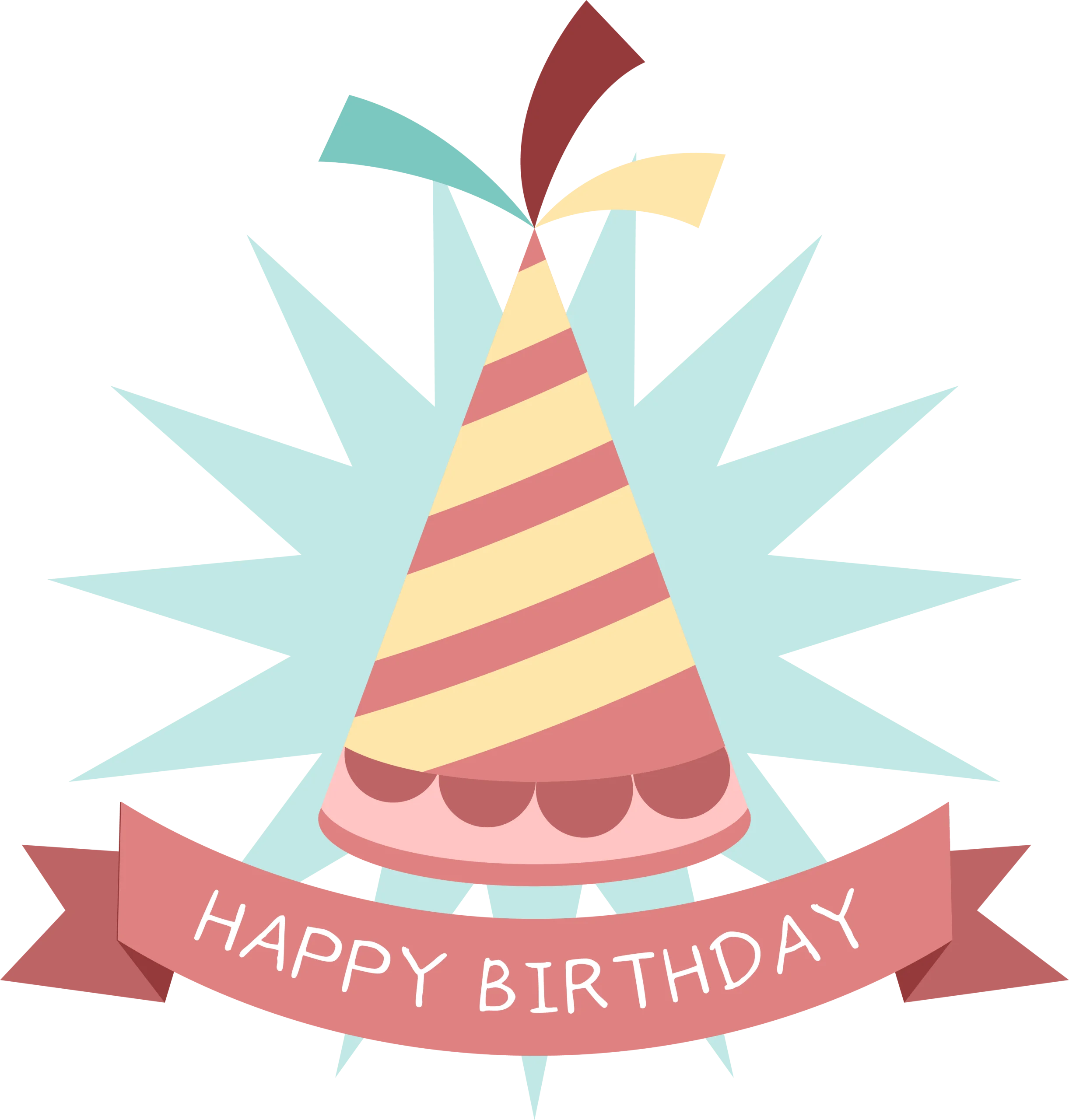 Cheerful Birthday Party Hat Clipart with Festive Celebratory Burst Design