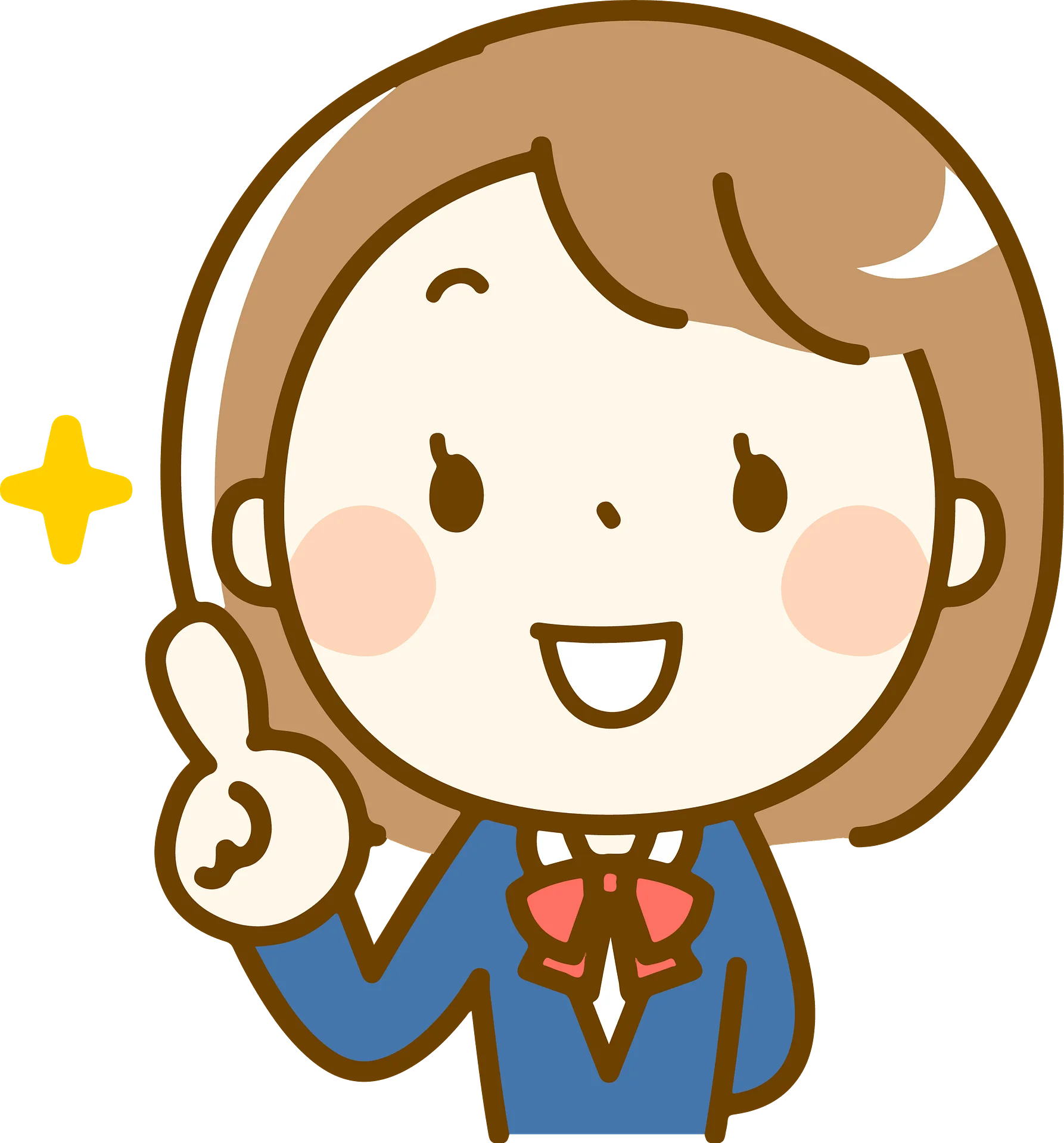 Cheerful School Girl Clipart with Sparkling Positive Gesture Illustration