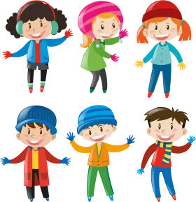 Cheerful Winter Wonderland Kids Fashion Clipart Collection for Playful Designs