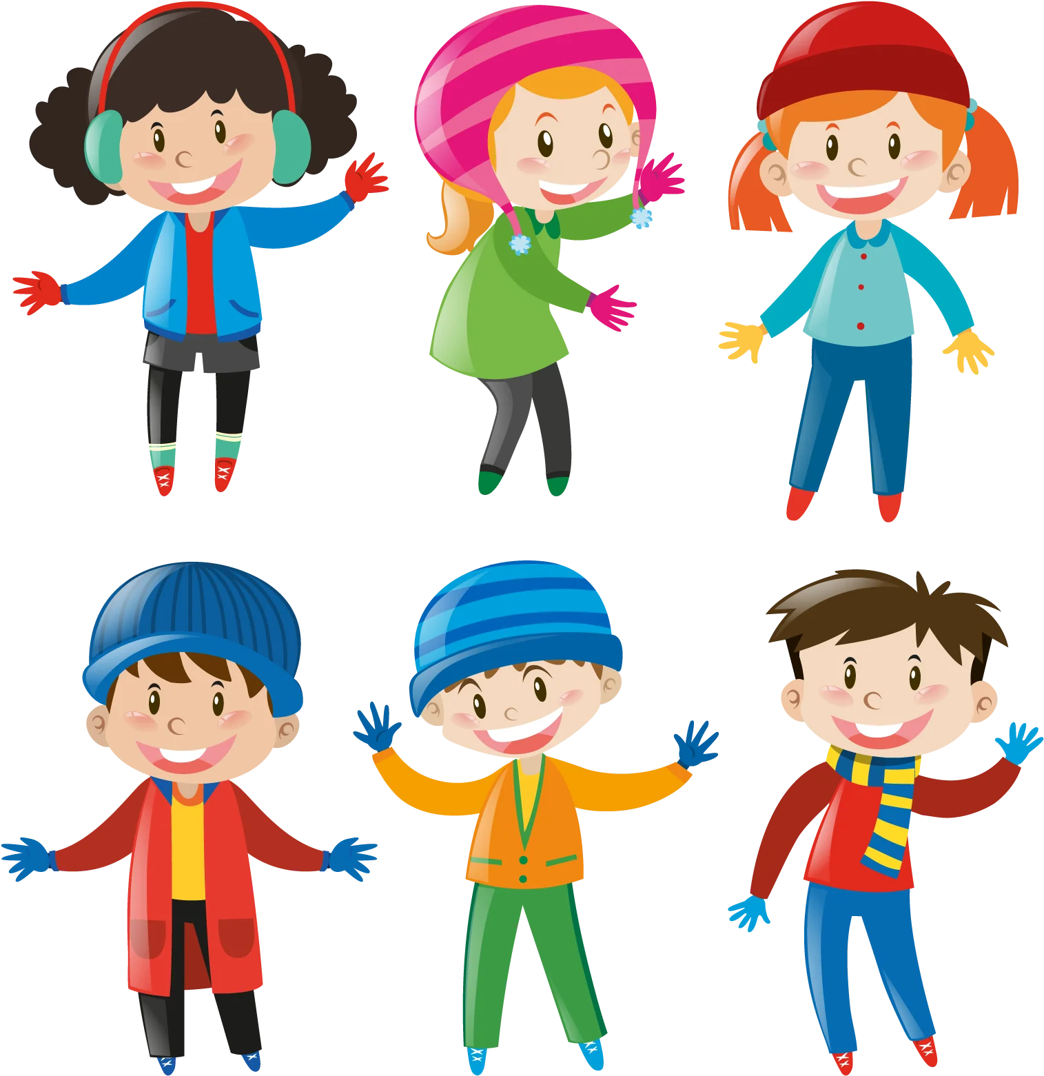 Cheerful Winter Wonderland Kids Fashion Clipart Collection for Playful Designs