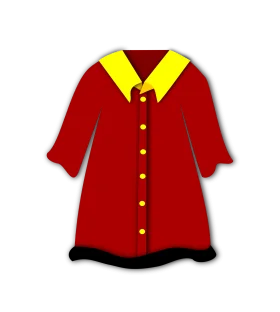 Classic Children's Red Short-Sleeve Button-Up Shirt Clipart with Yellow Collar