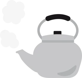 Classic Gray Teapot Clipart with Steaming Elegance - Simple Kitchen Illustration