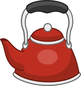 Classic Red Tea Kettle Clipart Illustration with Ergonomic Handle Design