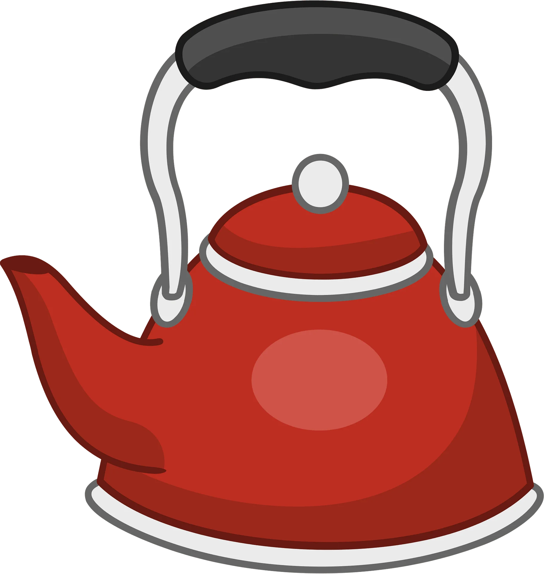 Classic Red Tea Kettle Clipart Illustration with Ergonomic Handle Design