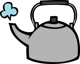 Classic Steaming Tea Kettle Clipart: Minimalist Design with Soft Blue Steam