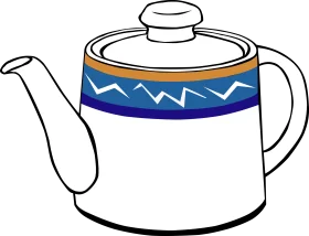 Classic White and Blue Decorative Teapot Clipart Design with Stylized Pattern
