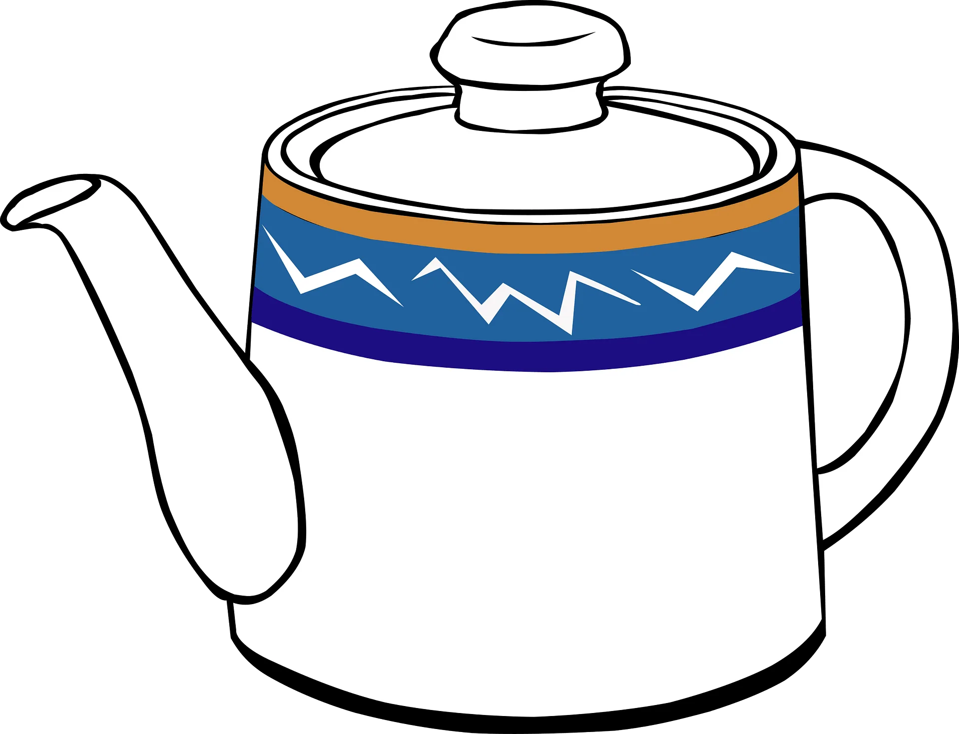 Classic White and Blue Decorative Teapot Clipart Design with Stylized Pattern