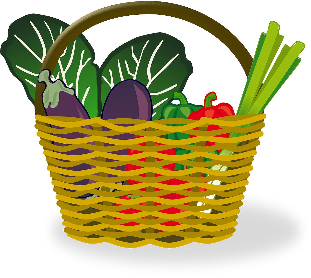 Colorful Woven Basket Overflowing with Fresh Garden Vegetables Clipart Illustration