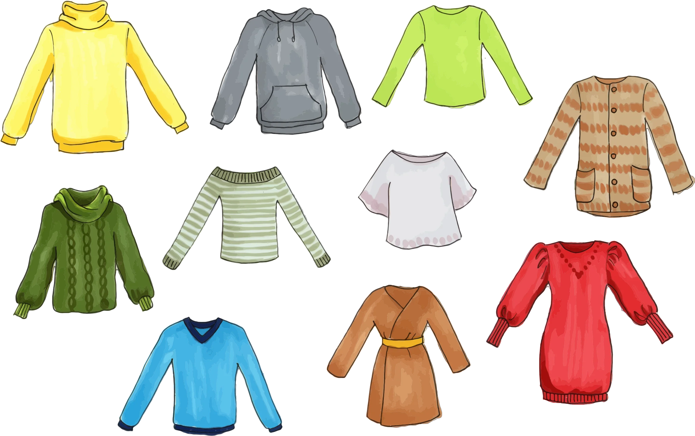 Cozy Kids Clothing Clipart Collection: Adorable Outerwear and Tops