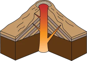Cross-Section Illustration of Volcanic Eruption Geological Clipart Diagram