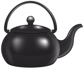 Elegant Black Cast Iron Traditional Asian Style Teapot Clipart Design