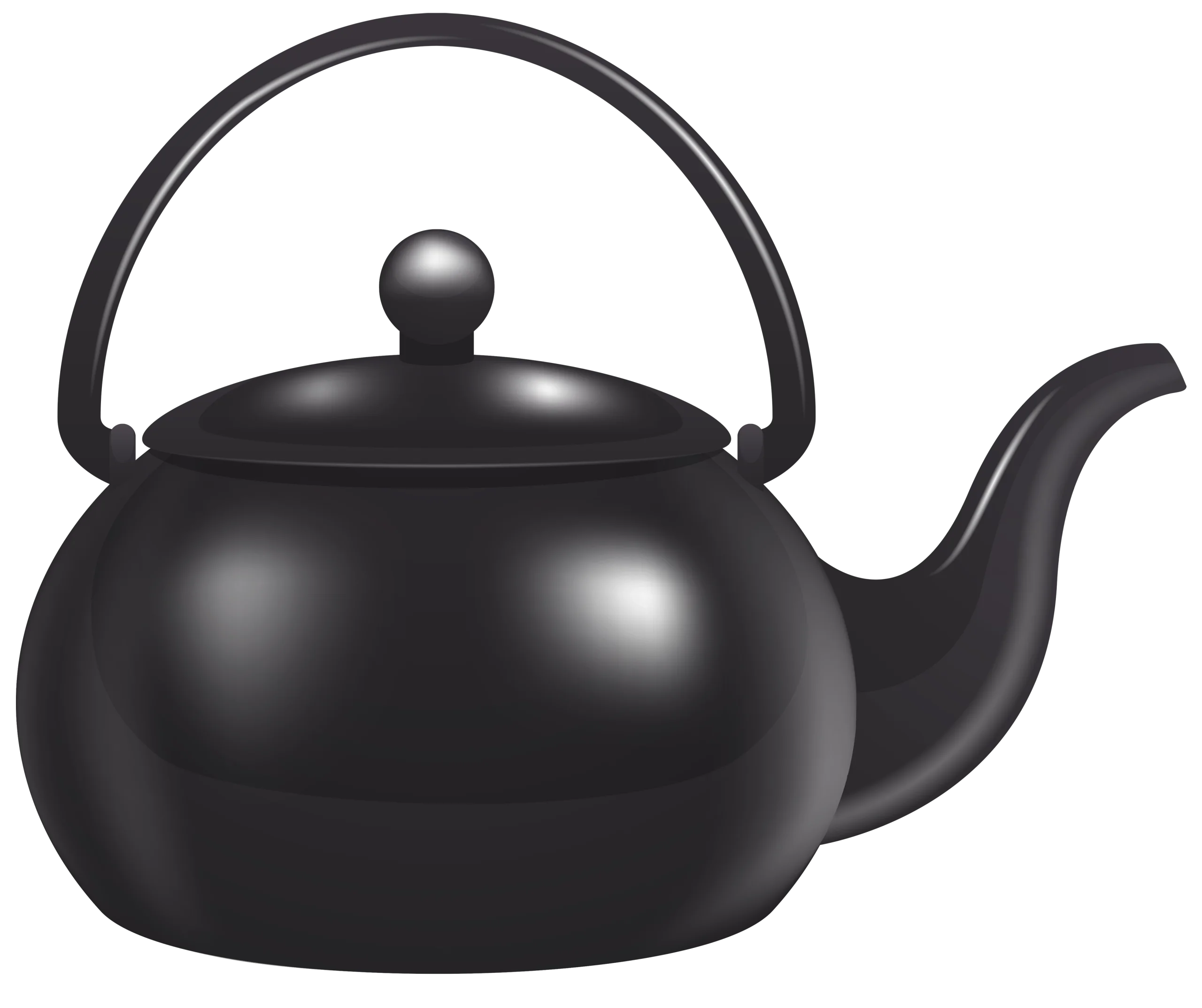 Elegant Black Cast Iron Traditional Asian Style Teapot Clipart Design