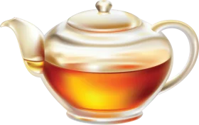 Elegant Glass Teapot Clipart with Warm Golden Tea Illustration