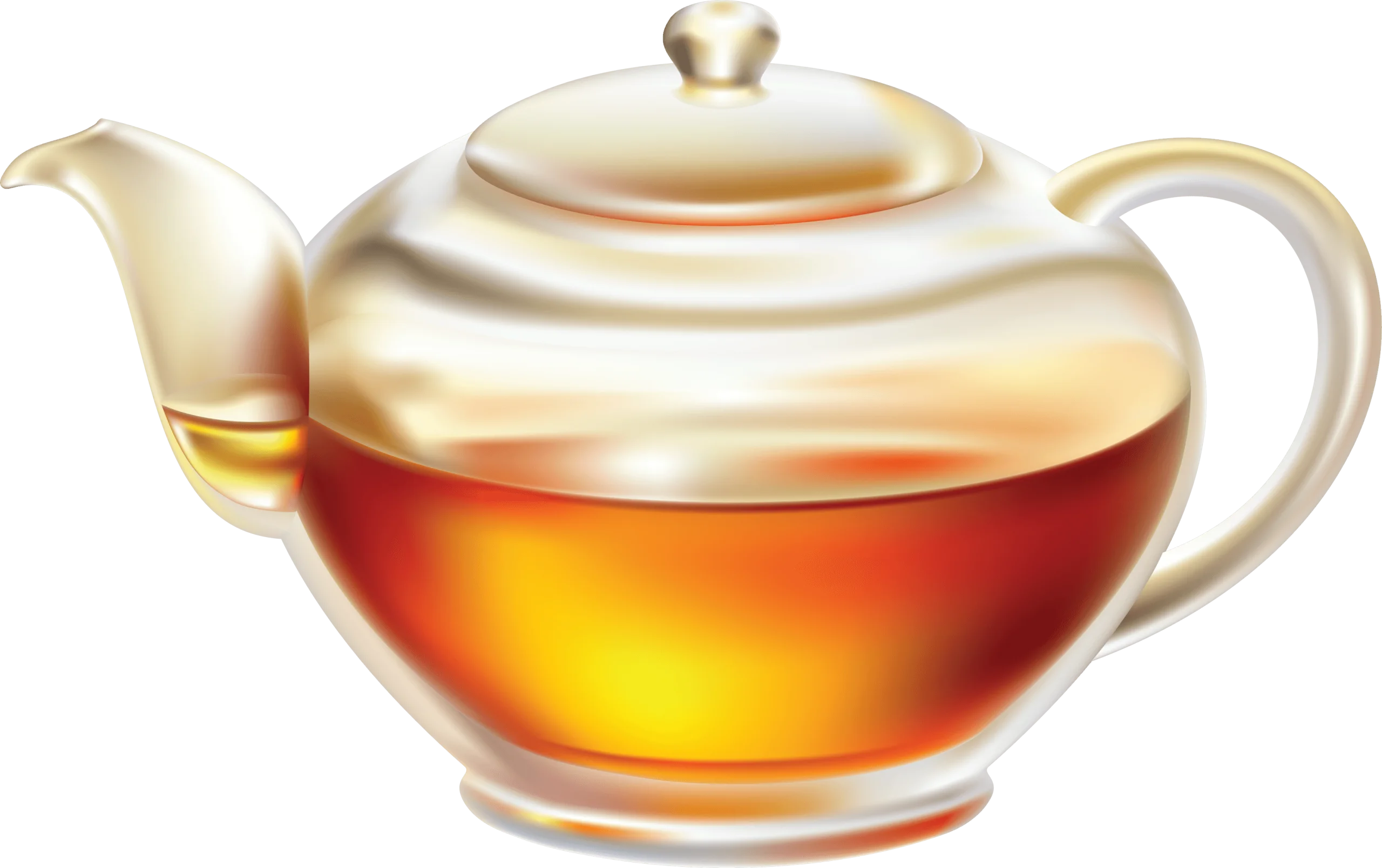 Elegant Glass Teapot Clipart with Warm Golden Tea Illustration