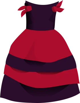 Elegant Layered Red and Purple Princess Ball Gown Clipart for Children