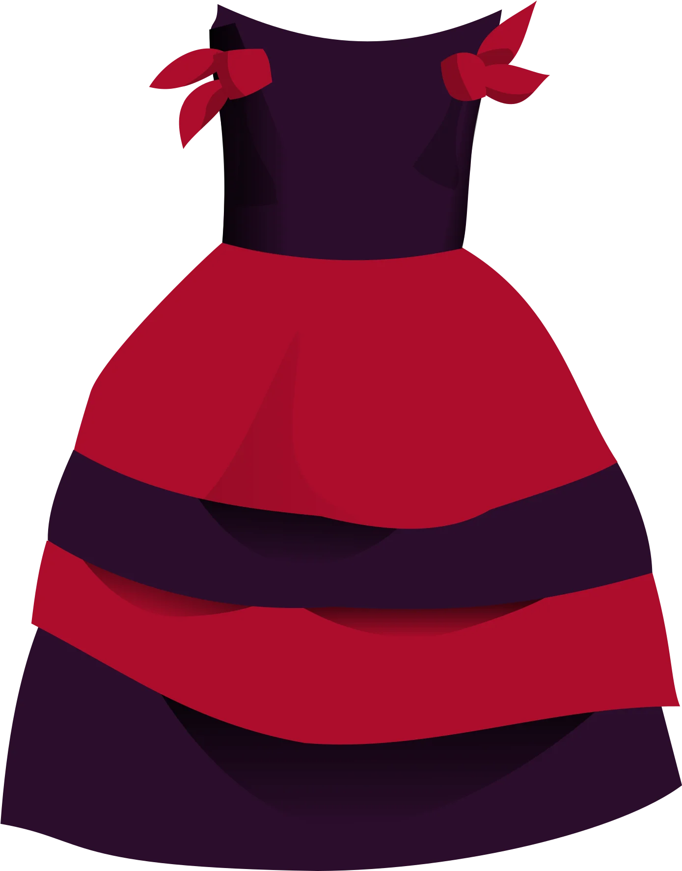 Elegant Layered Red and Purple Princess Ball Gown Clipart for Children