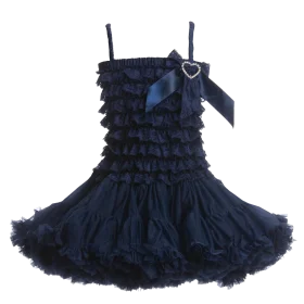 Elegant Navy Blue Ruffled Tulle Pettiskirt Clipart for Girls Party Dress