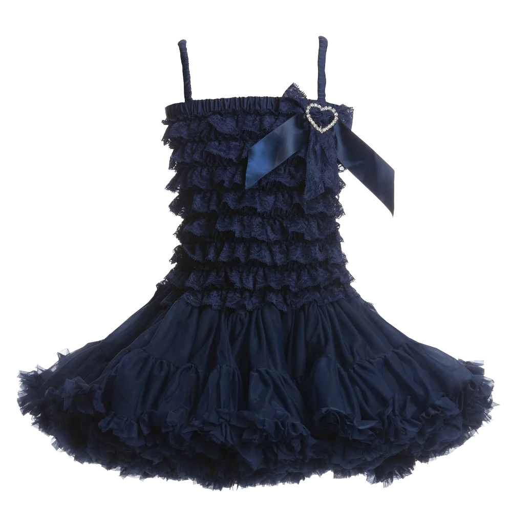 Elegant Navy Blue Ruffled Tulle Pettiskirt Clipart for Girls Party Dress