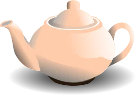 Elegant Soft-Toned Ceramic Teapot Clipart with Gentle Curves and Subtle Shading