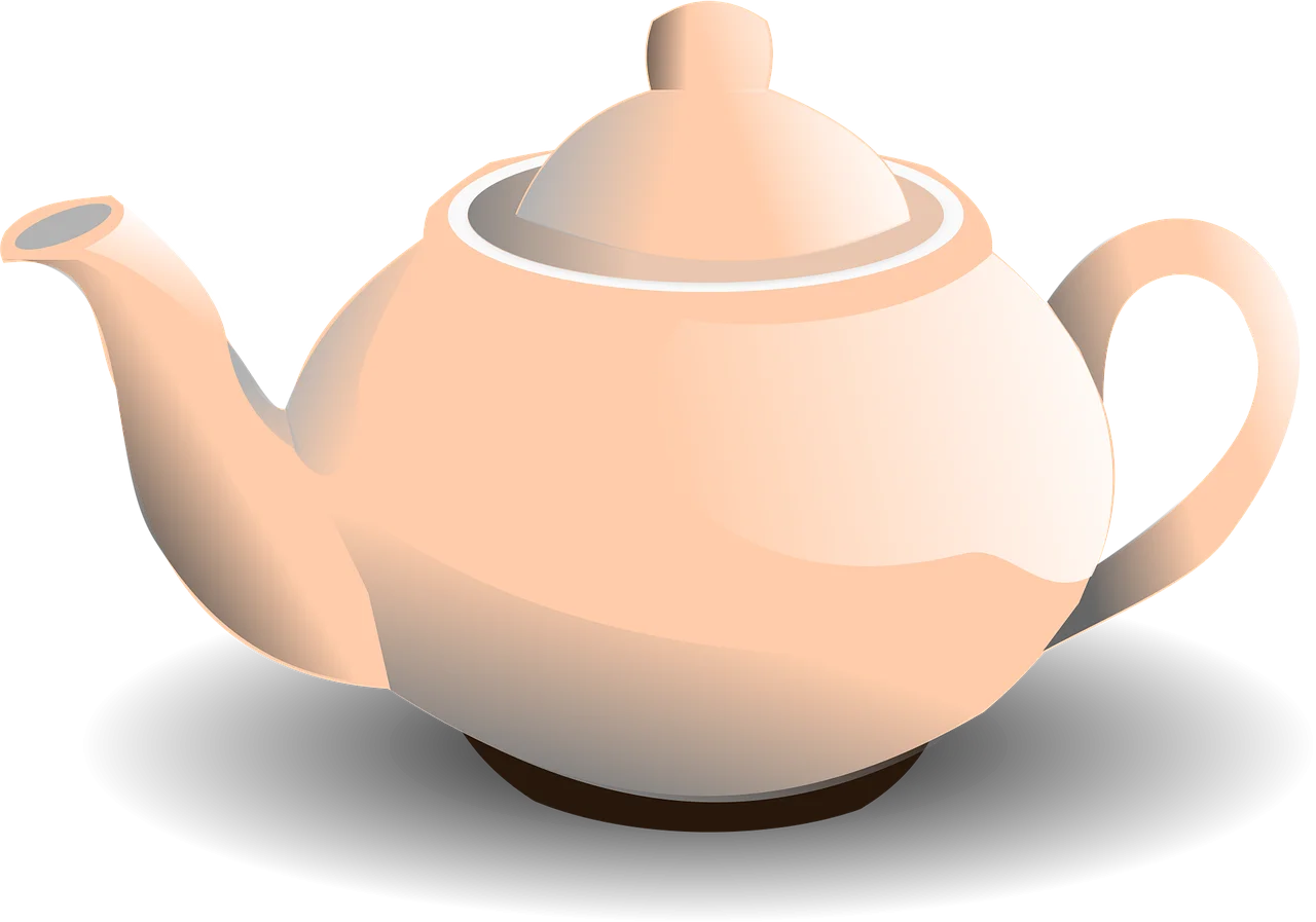 Elegant Soft-Toned Ceramic Teapot Clipart with Gentle Curves and Subtle Shading