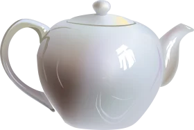 Elegant White Porcelain Teapot Clipart with Soft Curved Silhouette and Lid