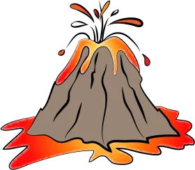 Explosive Erupting Volcano Clipart Illustration with Dramatic Lava Flow