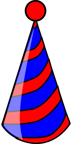 Festive Blue and Red Striped Party Hat Clipart with Bold Design