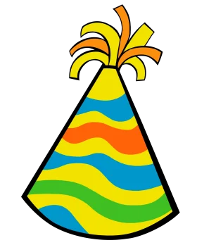 Festive Celebration Burst: Colorful Party Hat Clipart with Playful Design