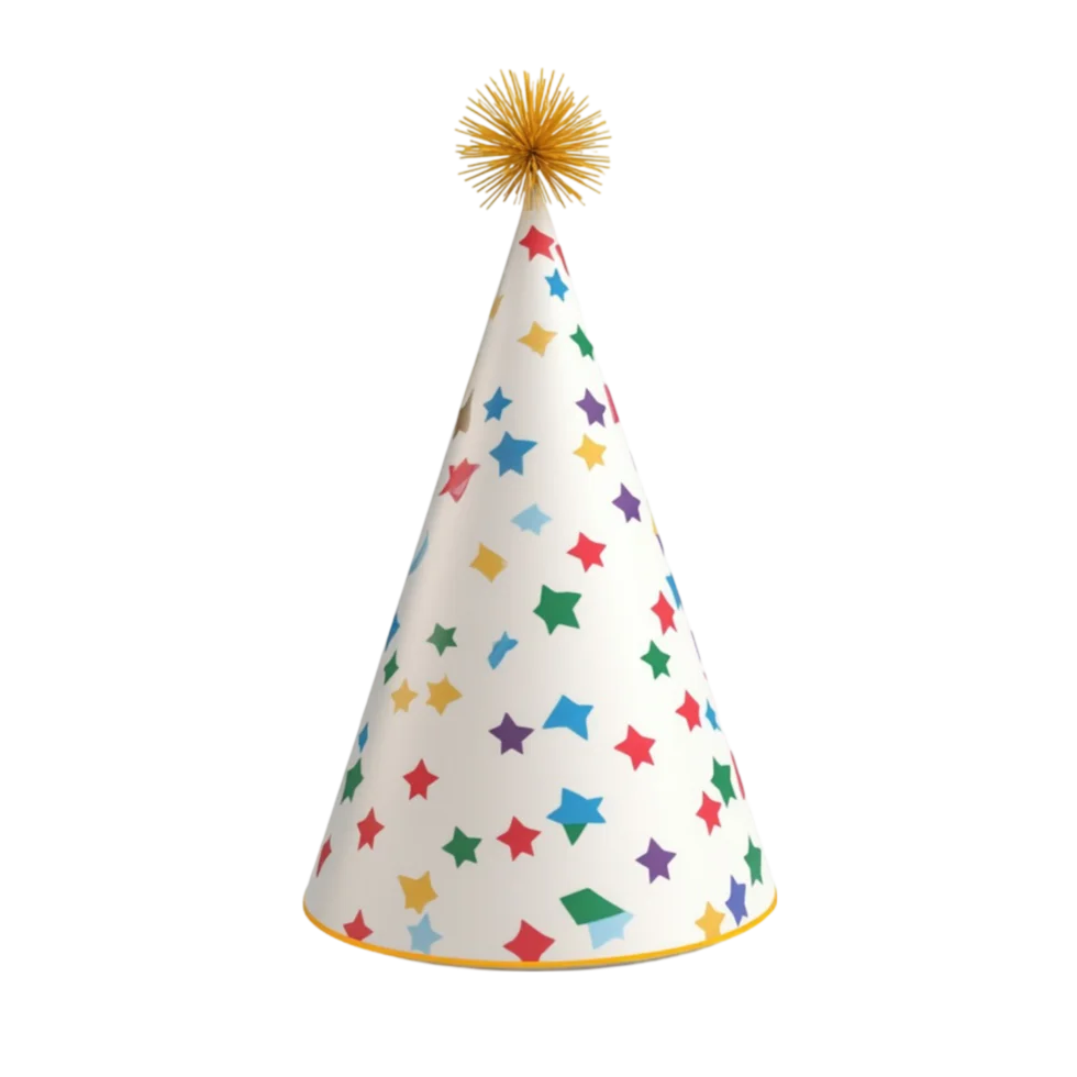 Festive Colorful Star-Studded Birthday Party Hat Clipart Design