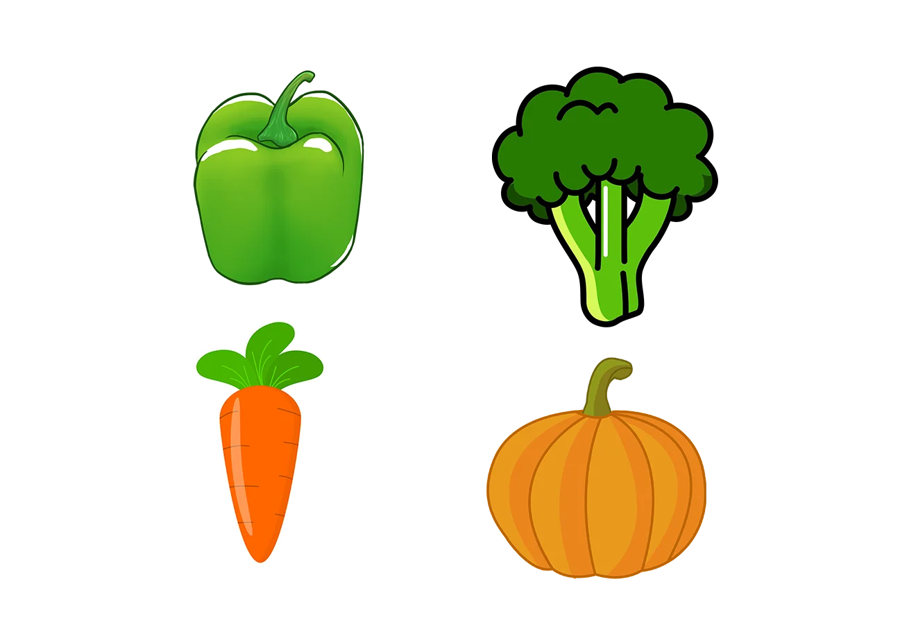 Fresh and Cheerful Vegetable Clipart Collection with Wholesome Garden Produce