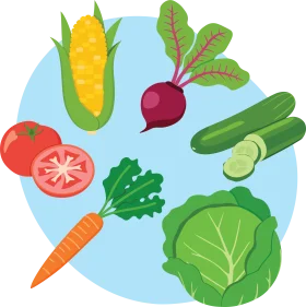 Fresh Garden Harvest Veggie Clipart: Colorful Illustration of Wholesome Produce