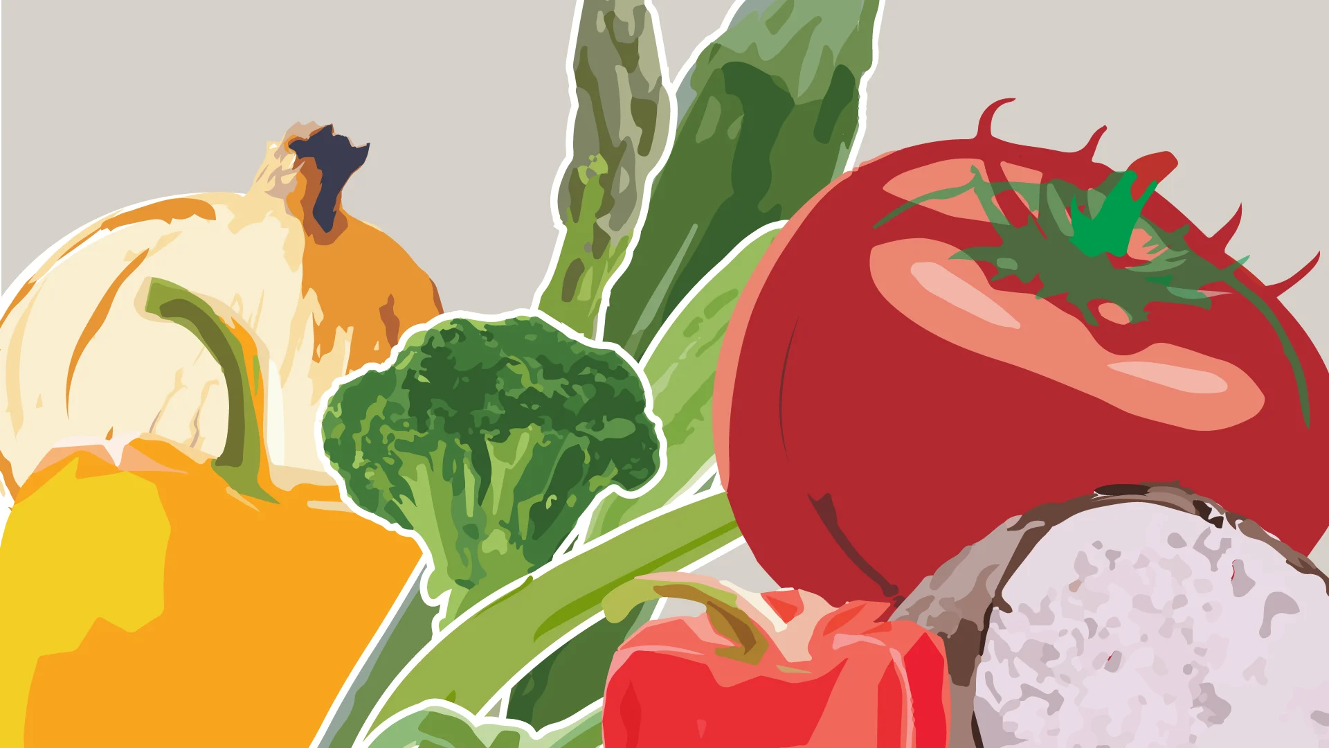 Fresh Organic Vegetables Seasonal Clipart Collection with Bold Colors