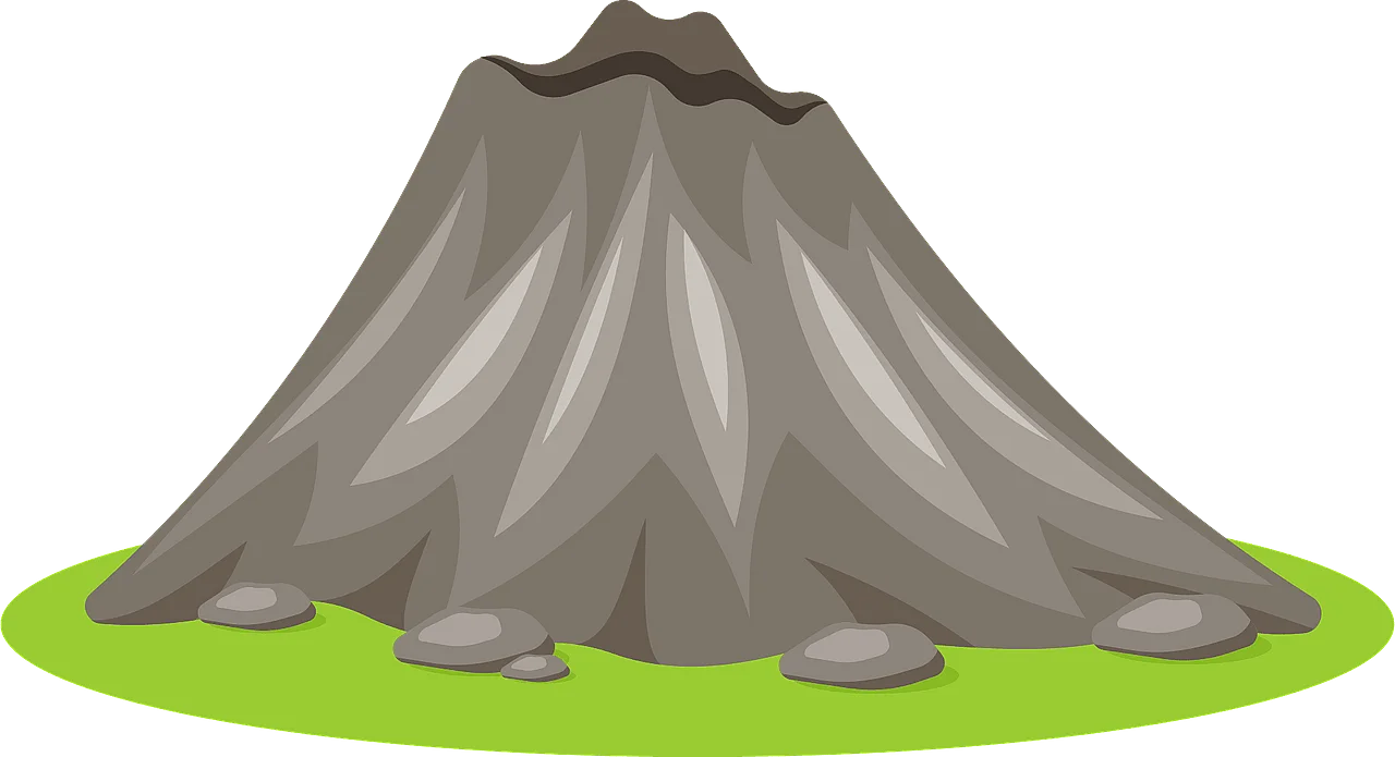 Majestic Monochrome Volcano Clipart: A Graphic Representation of Geological Wonder