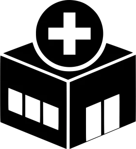 Minimalist Black and White Hospital Building Medical Clinic Clipart Icon Design