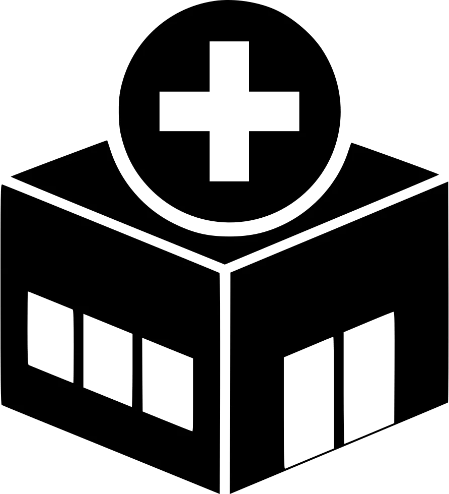 Minimalist Black and White Hospital Building Medical Clinic Clipart Icon Design