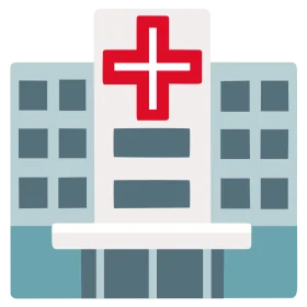 Minimalist Hospital Building Clipart Illustration with Medical Cross Symbol