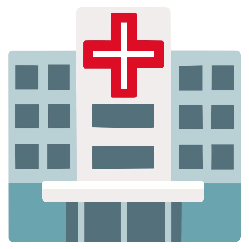 Minimalist Hospital Building Clipart Illustration with Medical Cross Symbol
