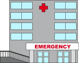 Minimalist Hospital Emergency Department Entrance Clipart Illustration