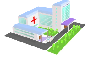 Modern Healthcare Facility Architectural Illustration Clipart Design