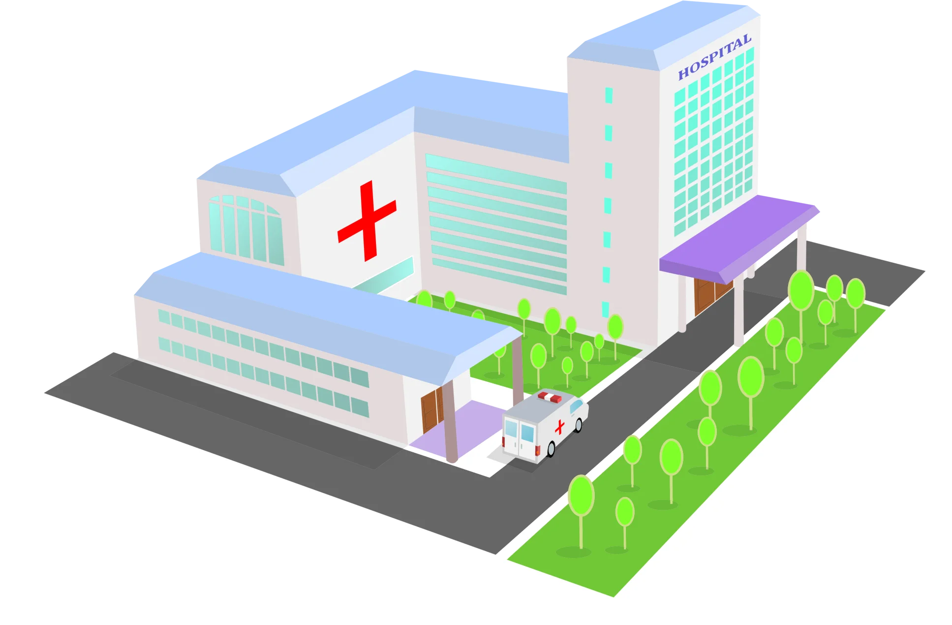 Modern Healthcare Facility Architectural Illustration Clipart Design