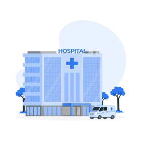 Modern Healthcare Facility Illustration: Comprehensive Hospital Clipart Design