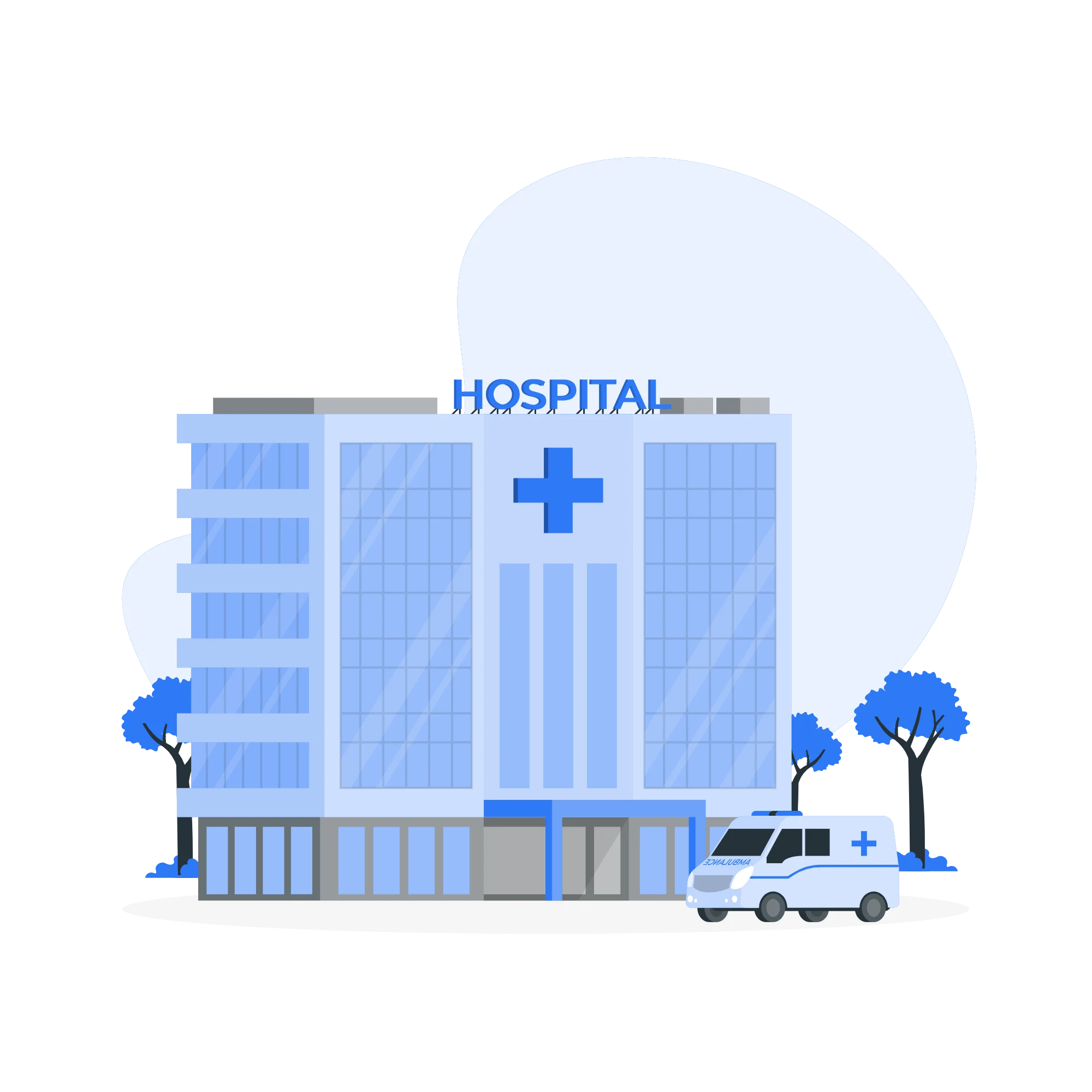 Modern Healthcare Facility Illustration: Comprehensive Hospital Clipart Design