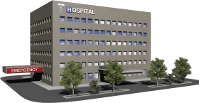 Modern Hospital Building Architectural Clipart Design Rendering