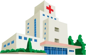 Modern Hospital Building Design Architectural Clipart Illustration
